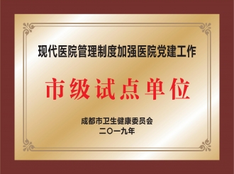 现代医院管理制度加强医院党建工作市级试点单位